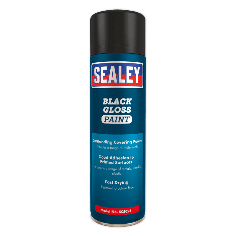 Sealey SCS025 Black Gloss Paint 500ml Pack of 6