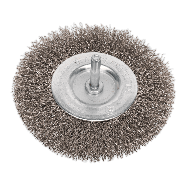Sealey SFBS100 Flat Wire Brush Stainless Steel 100mm with 6mm Shaft