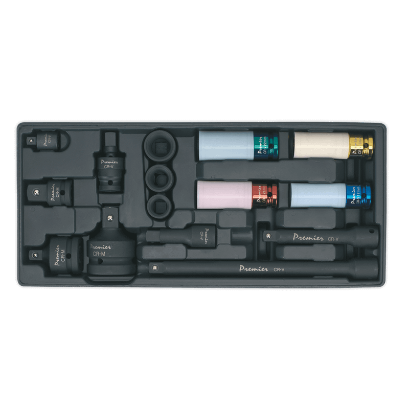 Sealey TBT25 Tool Tray with Impact Socket & Adaptor Set 15pc Metric