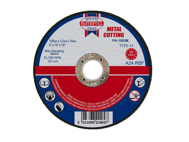 Faithfull FAI1003M Metal Cut Off Disc 100 x 3.2 x 16mm