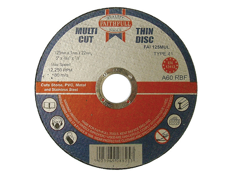 Faithfull FAI12510MUL Multi-Purpose Cutting Disc 125 x 1.0 x 22.23mm (10 Pack)