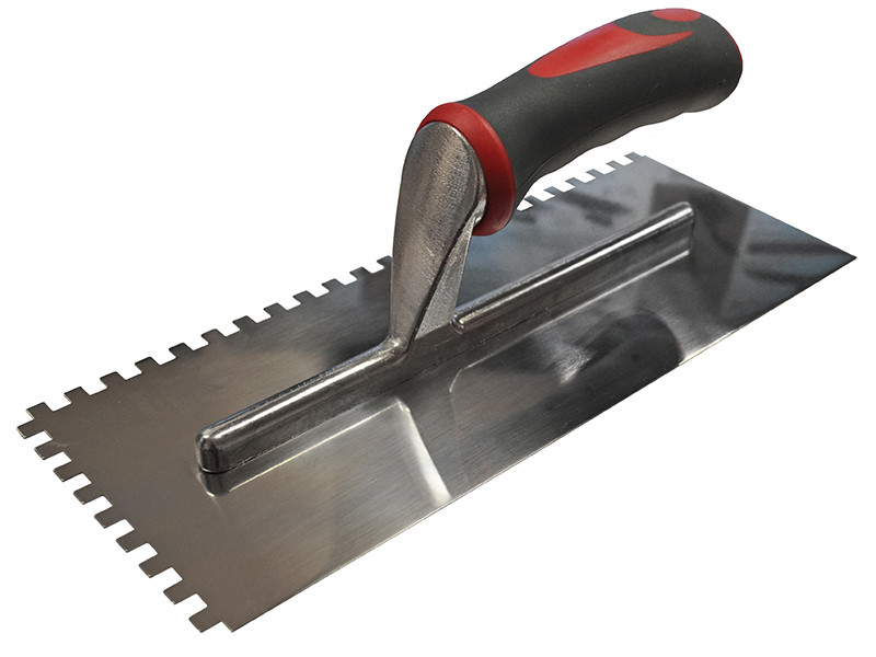 Faithfull FAISGTNOT6SS Notched Trowel Serrated 6mm Stainless Steel Soft Grip Handle 11 x 4.5in