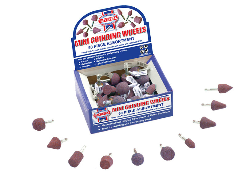 Faithfull FAIGWAM50 Mini Grinding Wheel Assortment (50 Pieces)