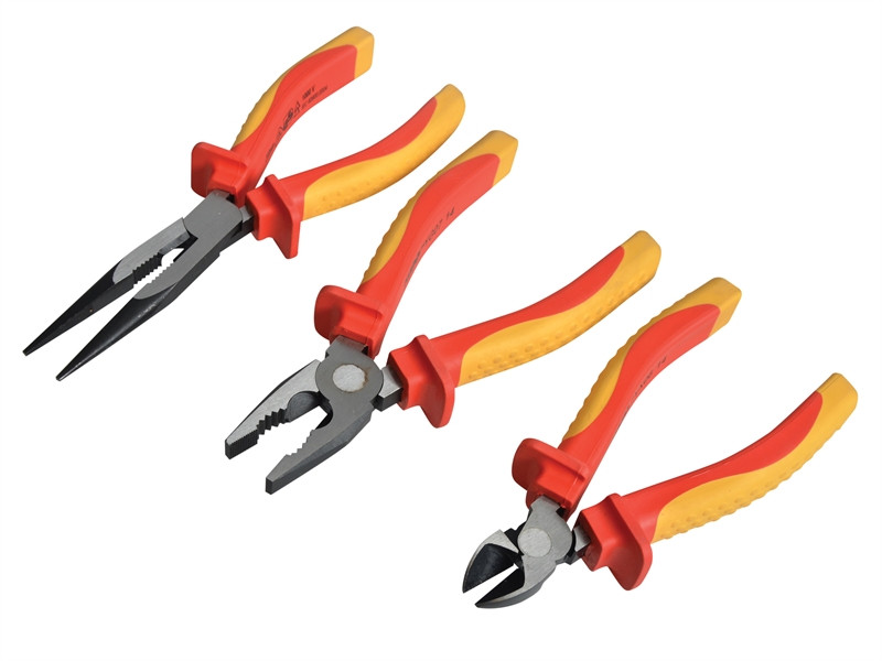 Faithfull FAIPLVDESET VDE Plier Set With Pouch (3 Pieces)