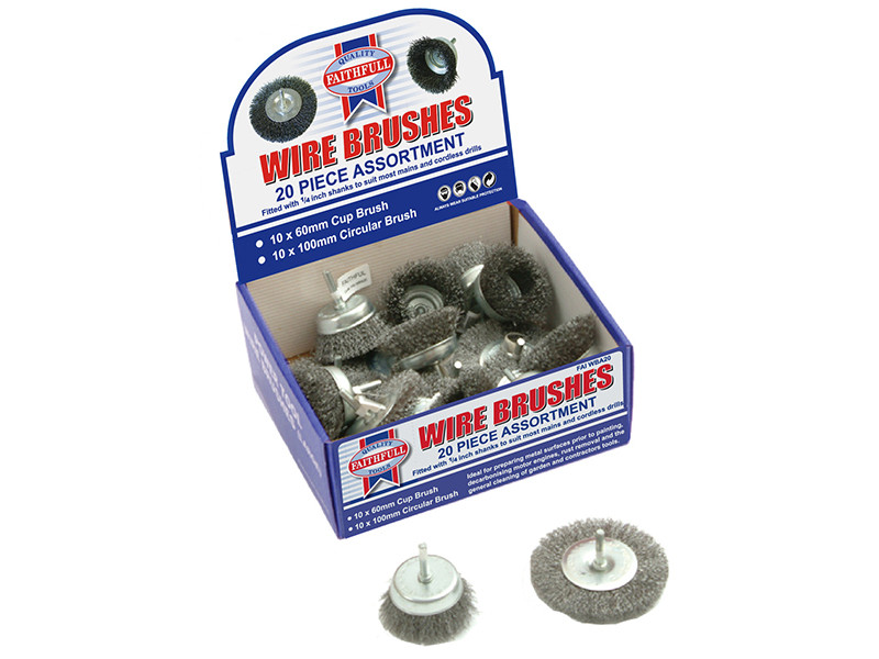 Faithfull FAIWBA20 Wire Brush Assortment (20 Pieces)