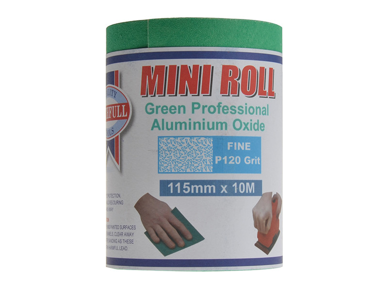 Faithfull FAIAR10120G Aluminium Oxide Sanding Paper Roll Green 115mm x 10m 120G