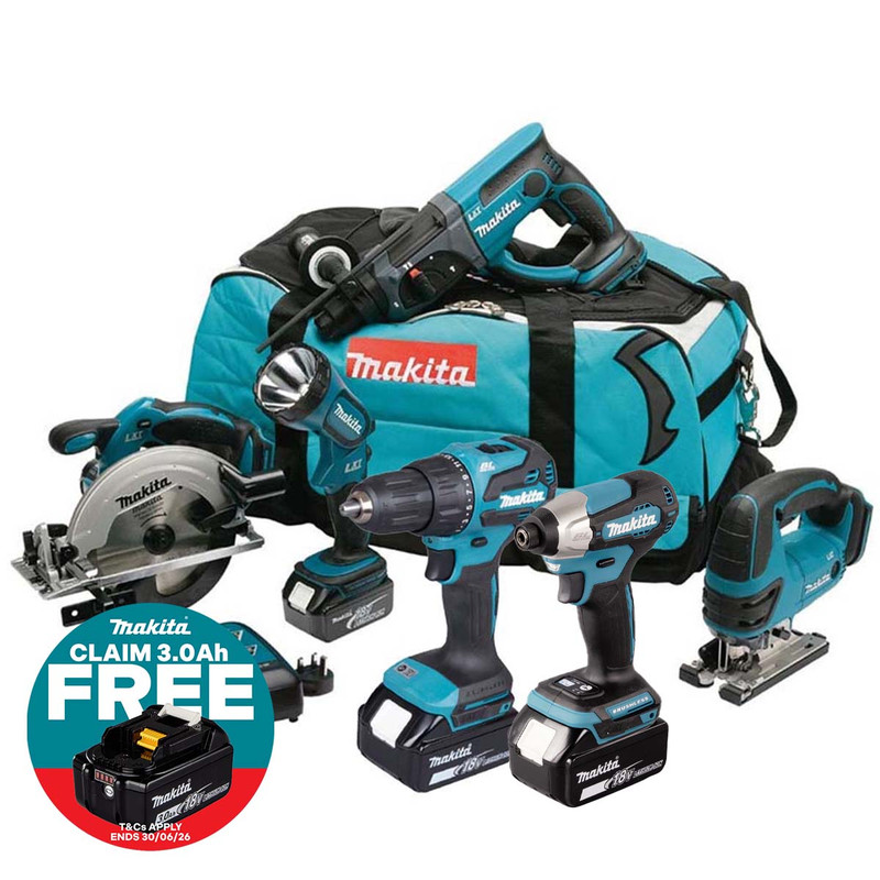 Makita DLX6017M 18V 6 Piece Cordless Power Tool Kit