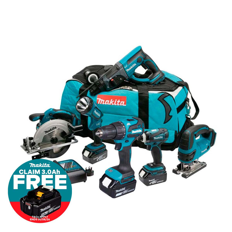 Makita DLX6017M 18V 6 Piece Cordless Power Tool Kit