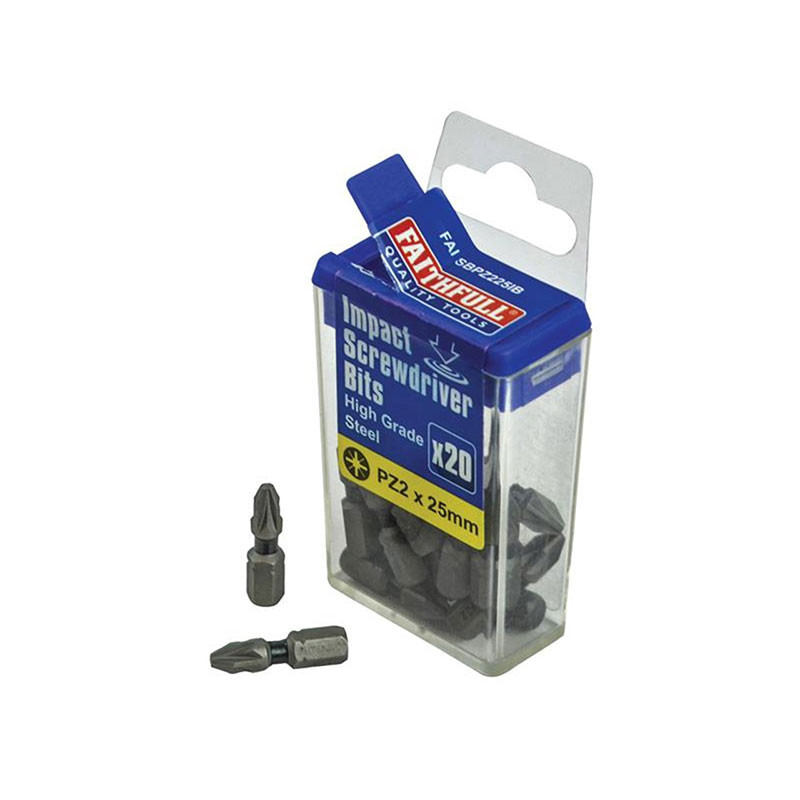 Faithfull FAISBPZ225IB Pozi Impact Screwdriver Bits PZ2 x 25mm Pack of 20