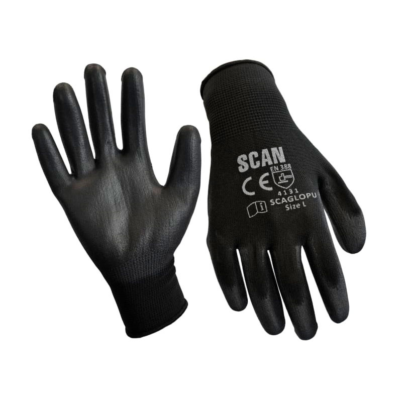 Scan SCAGLOPU240X Black PU Coated Gloves - XL (Size 10) (240 Pairs)