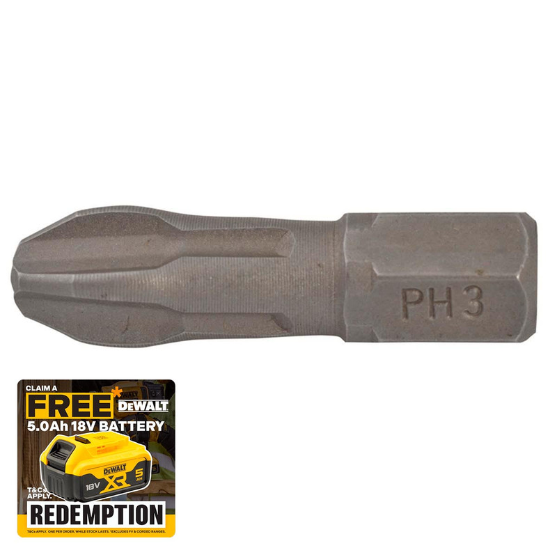 DeWalt DEWDT7233QZ DT7233 Torsion Bits PH3 25mm Pack of 5 | Toolden