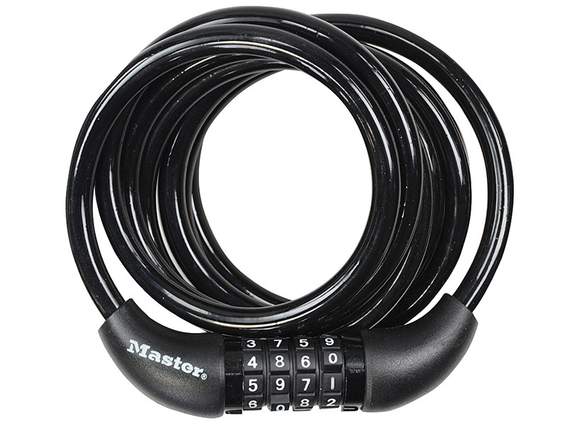Master Lock MLK8221E Self Coiling Combination Cable 1.8m x 8mm | Toolden