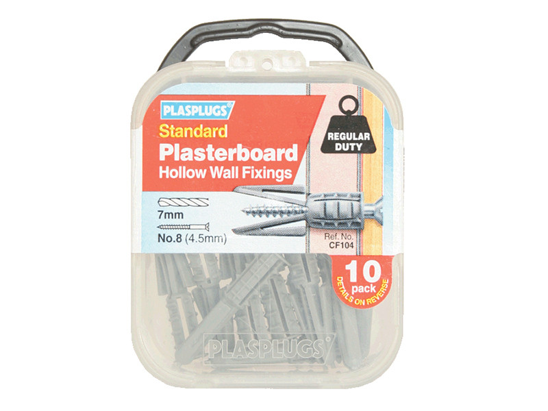 Plasplugs PLACF104 CF 104 Standard Plasterboard Fixings Pack of 10 | Toolden