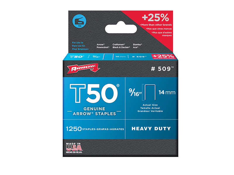 Arrow ARRT50916 T50 Staples 14mm (9/16in) Pack 5000 (4 x 1250) | Toolden