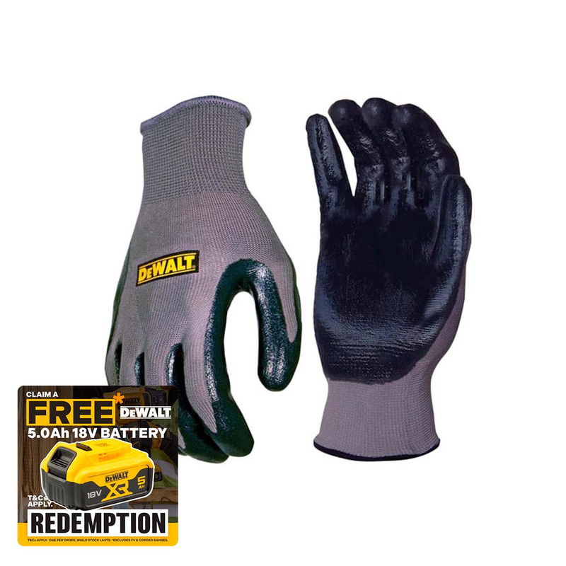DeWalt DPG66L DPG66 Nitrile Nylon Gloves - Large | Toolden