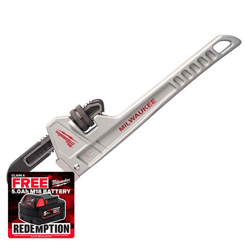 Milwaukee 48227212 Aluminium Pipe Wrench 300mm (12in)  | Toolden