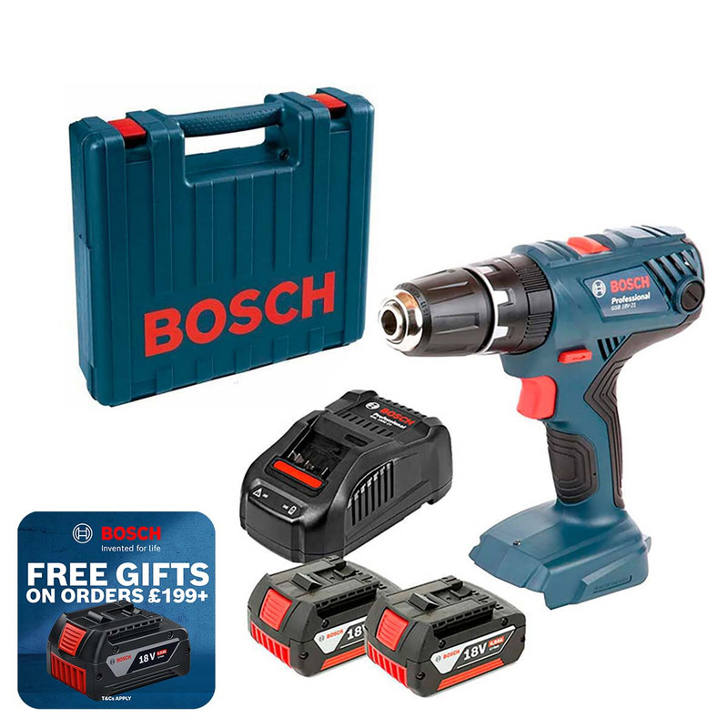 BOSCH GSB18V-21 24 COMBI DRILL 2-18V-4AH COOLPACK BATTERIES  | Toolden