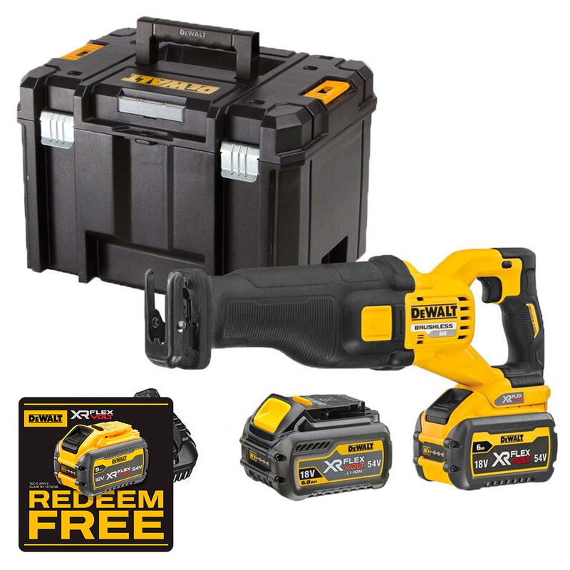 DeWalt DCS389T2-GB 54V XR FlexVolt Reciprocating Saw with 2x 6.0Ah Batteries