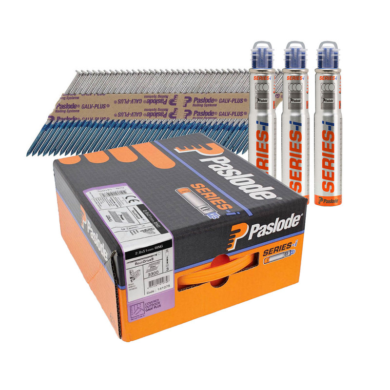 Paslode IM360 2.8mm x 51mm Galvanised-Plus® Ring Shank Nails 141075 (3300 Pack + 3 Fuel Cells)