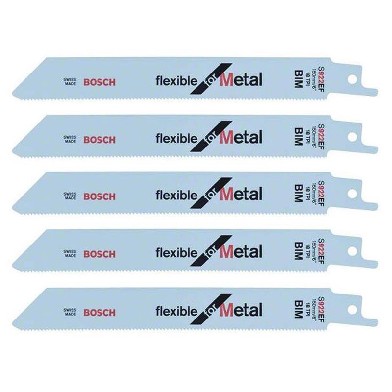 Bosch S922EF Bi-Metal Reciprocating Saw Blades Pack of 5