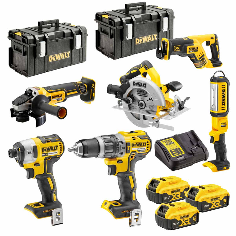 DeWalt DCK623P3 18V XR Brushless Compact Power Tool Kit 6pcs with 3x 5.0Ah Batteries