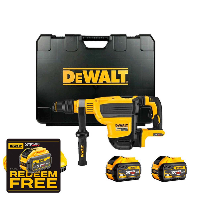 DeWalt DCH614X2-GB 54V XR FlexVolt Brushless SDS-Max Rotary Hammer Drill with 2x 9.0Ah Batteries