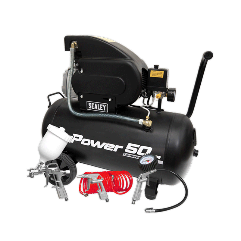 Sealey SAC5020APK 50L Direct Drive Compressor 2hp with 4pc Air Accessory Kit