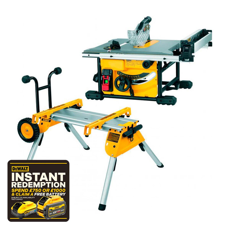 DeWalt DWE7485-GB 210mm Compact Table Saw 1700W 110V & DE7400 Saw Stand