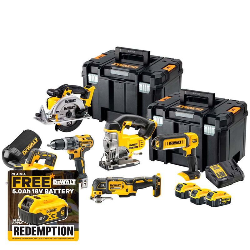DeWalt DCK665P3T 18V XR 6 Piece Power Tool kit 3x 5.0Ah Battery from Toolden