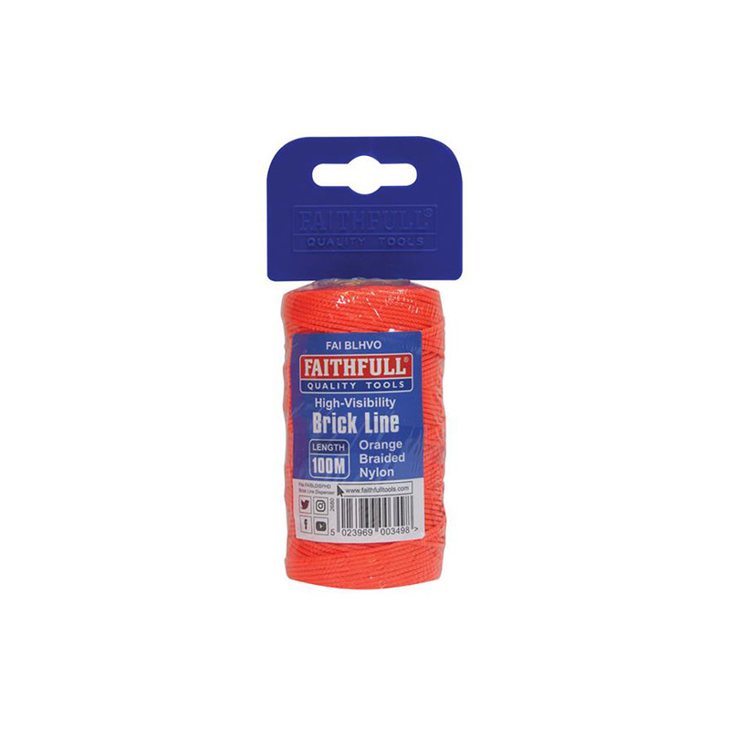 Faithfull FAIBLHVO Hi-Vis Nylon Brick Line Orange 100m (330ft)