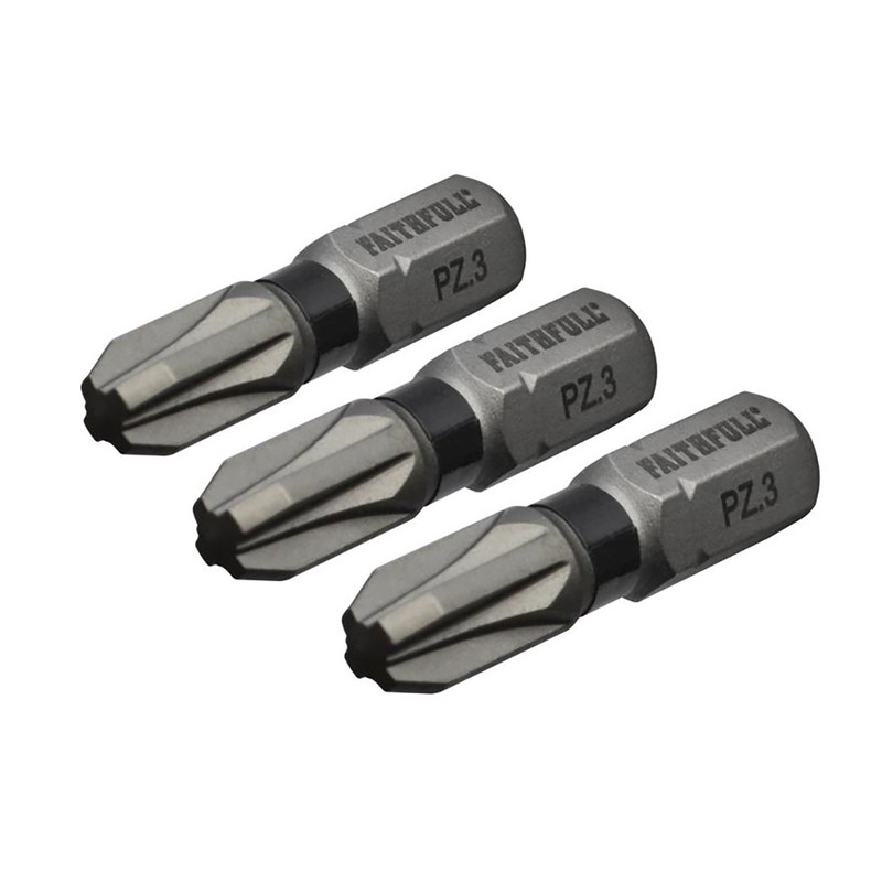 Faithfull FAISBPZ325IM Pozi Impact Screwdriver Bits PZ3 x 25mm (3 Pack)
