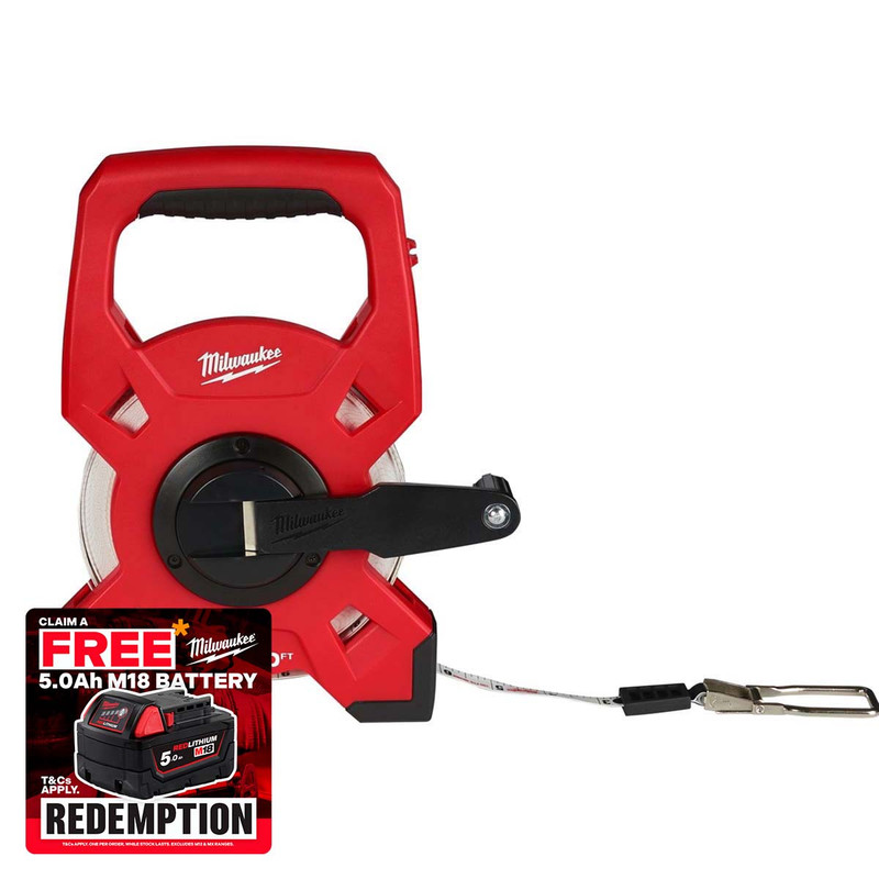 Milwaukee 48225330 Fibreglass Open Reel Long Tape Measure 30m/100ft
