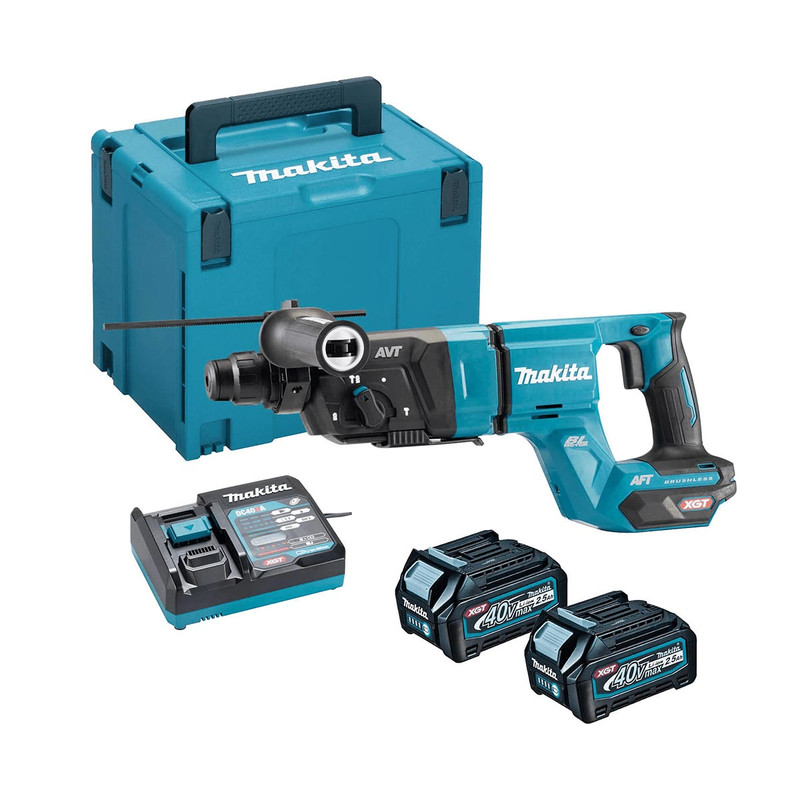 Makita HR007GD201 40V Max XGT SDS+ Rotary Hammer Drill with 2x 2.5Ah Batteries