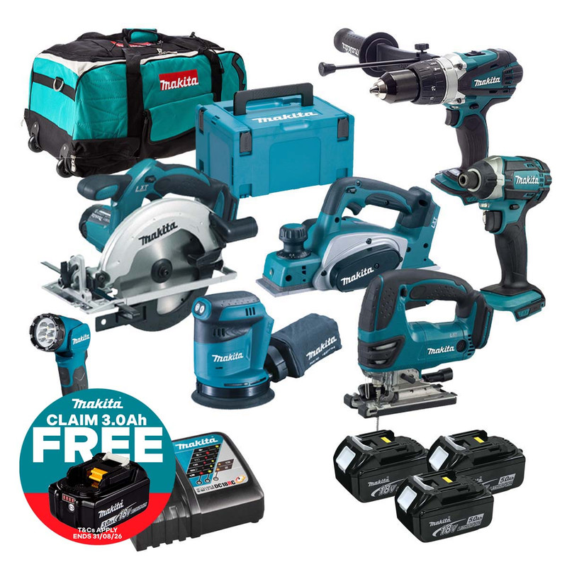Makita MAKKIT7X35 LXT 18V Cordless 7 Piece Power Tool Kit with 3x 5.0Ah Batteries