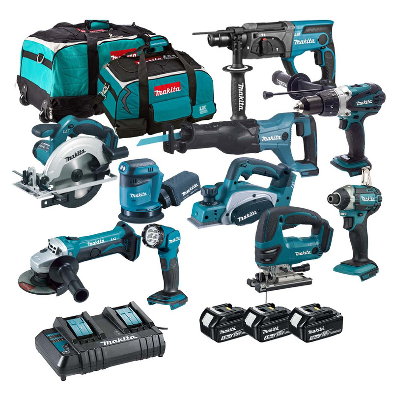 Makita MAKKIT10X33 18V LXT Cordless 10 Piece Power Tool Kit with 3x 3.0Ah Batteries