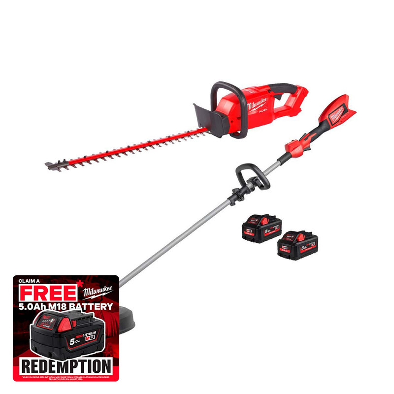 Milwaukee M18 FPP2OP1-852 Brushless Hedge and Line Trimmer Kit with 2x Batteries