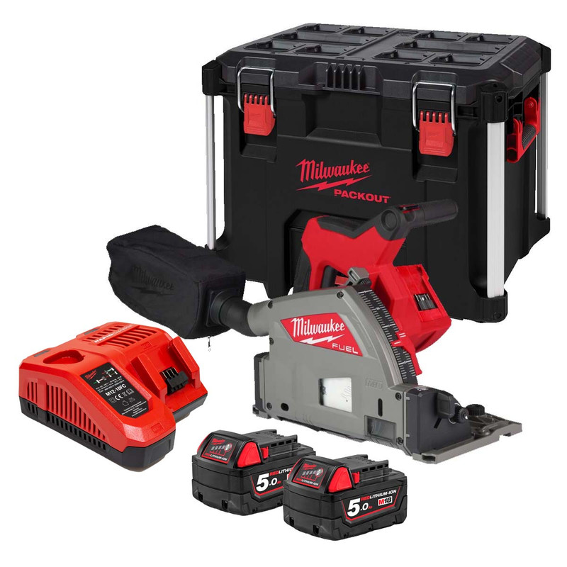 Milwaukee M18 FPS55-502X 18V FUEL™ 55mm Brushless Plunge Saw with 2x 5.0Ah Batteries