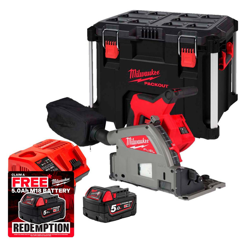 Milwaukee M18 FPS55-501X 18V FUEL™ 55mm Brushless Plunge Saw with 1x 5.0Ah Battery