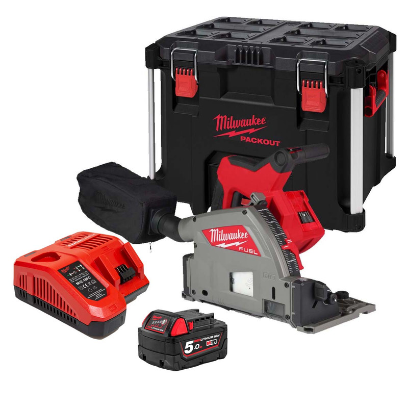 Milwaukee M18 FPS55-501X 18V FUEL™ 55mm Brushless Plunge Saw with 1x 5.0Ah Battery