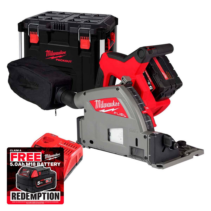 Milwaukee M18 FPS55-551X 18V FUEL™ 55mm Brushless Plunge Saw with 1x 5.5Ah Battery