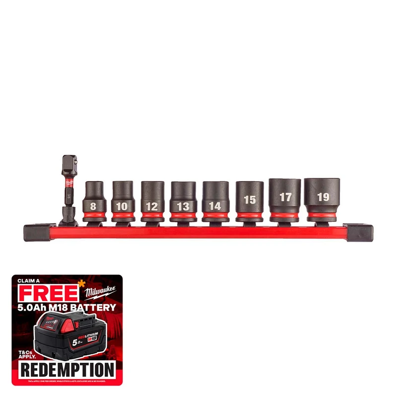 Milwaukee 4932480454 3/8" Shockwave Impact Socket Set (8 Pieces)