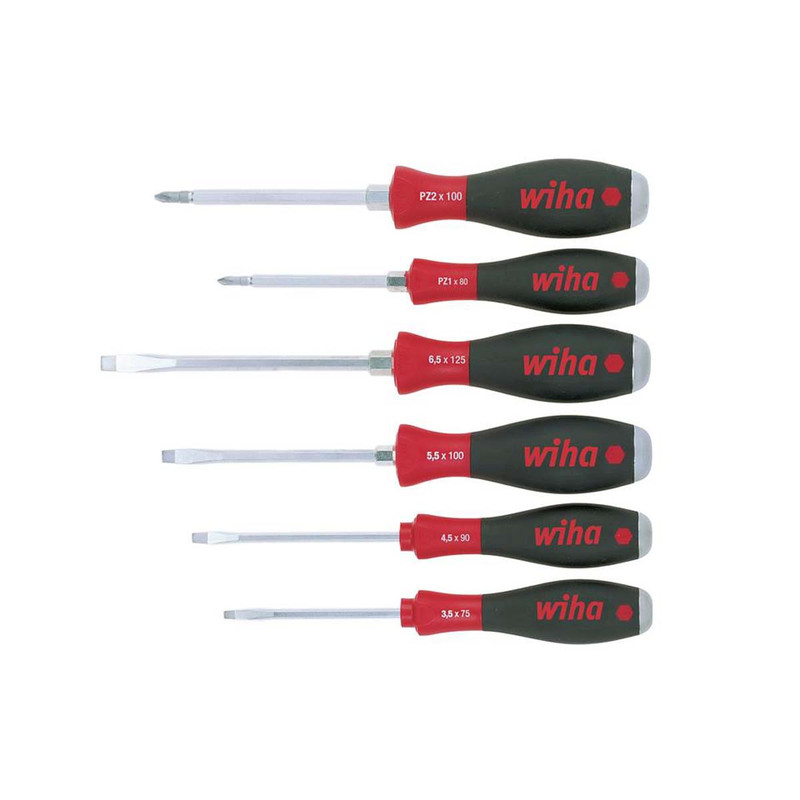 Wiha 21251 SoftFinish® SL/PZ Hex Blade Screwdriver Set, 6 Piece