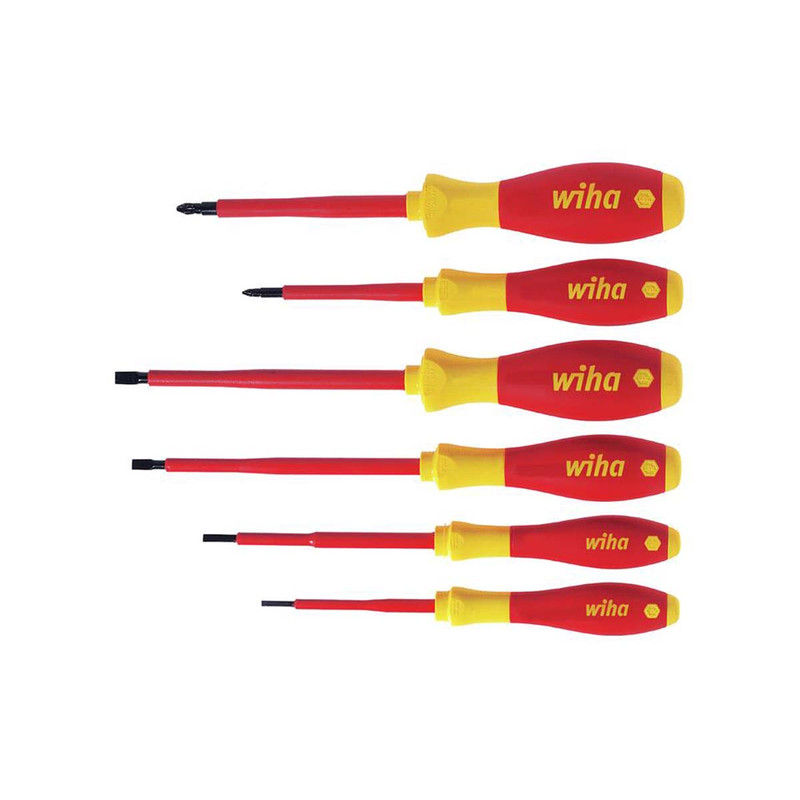 Wiha 25477 SoftFinish® electric SL/PZ Screwdriver Set, 6 Piece