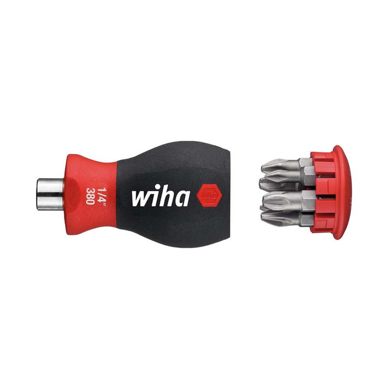 Wiha 33741 Magnetic SoftFinish® Stubby Screwdriver with Bit Magazine (PH, PZ)