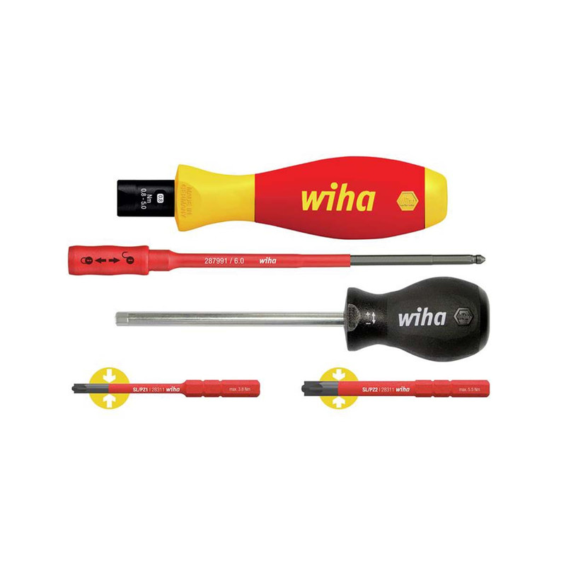 Wiha 38074 TorqueVario®-S electric Screwdriver Set, 5 Piece