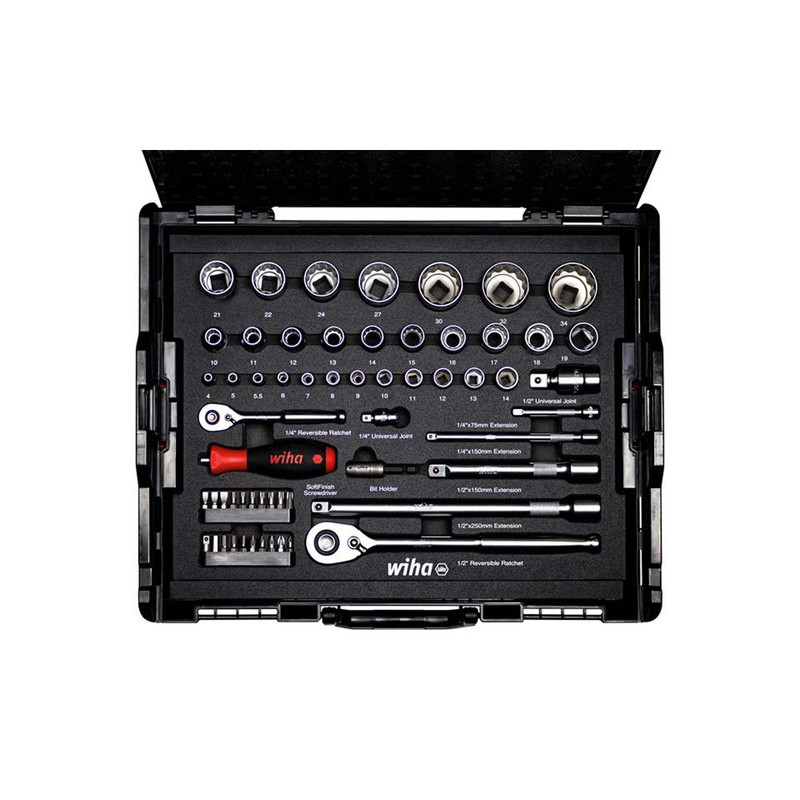 Wiha 44685 1/4in & 1/2in Nut Driver & Bit Set, 60 Piece (inc. Case)