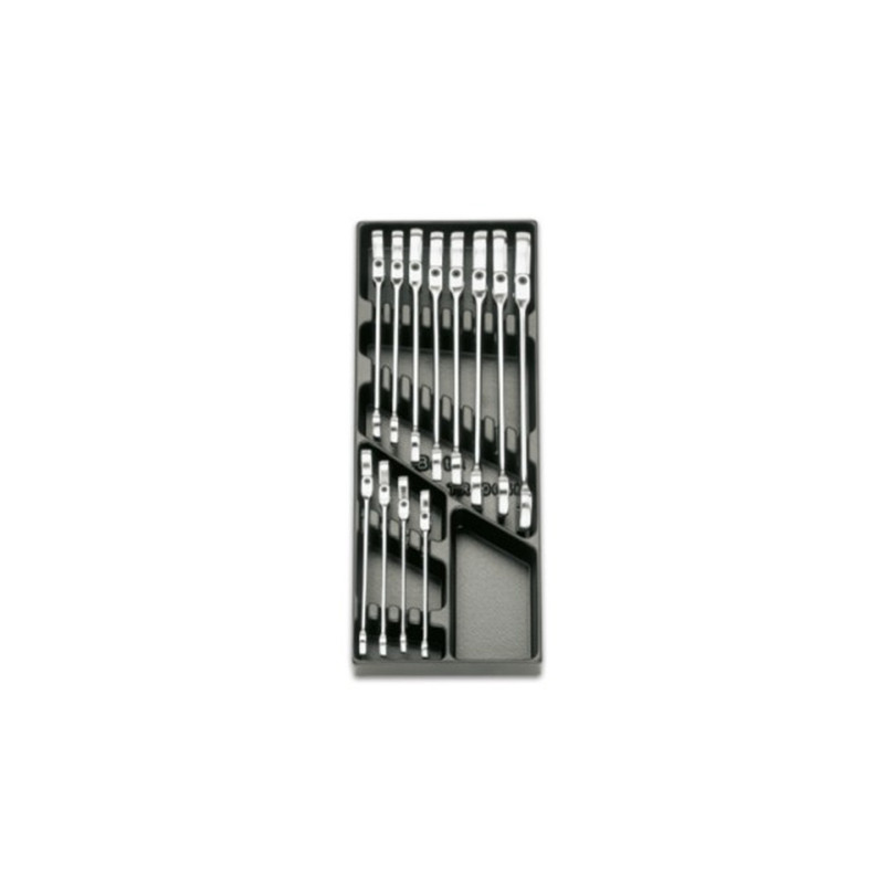 Beta T46 Flexi Head Ratchet Combination Spanner Set in Thermoformed Tray 8-19mm