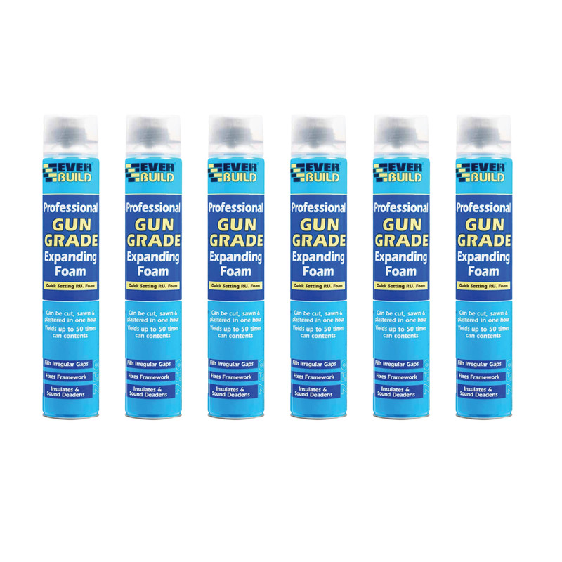 Everbuild EVGF7 Gun Grade Expanding Foam 750ml (6 Cans)