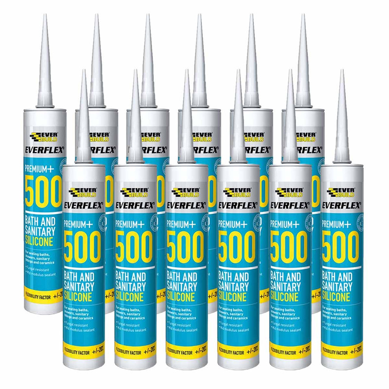 Everbuild Everflex 500WE Bath & Sanitary Silicone Sealant White 295ml 
