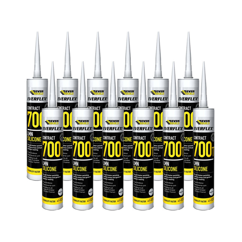 Everbuild Everflex 700TTR Contract LMN Silicone Translucent 300ml (Pack of 12)
